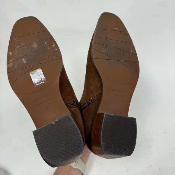 Aquatalia Carisa Bootie Brown Suede Ankle Boots Flat Heel Chestnut Size 8 $450 - Picture 5 of 10